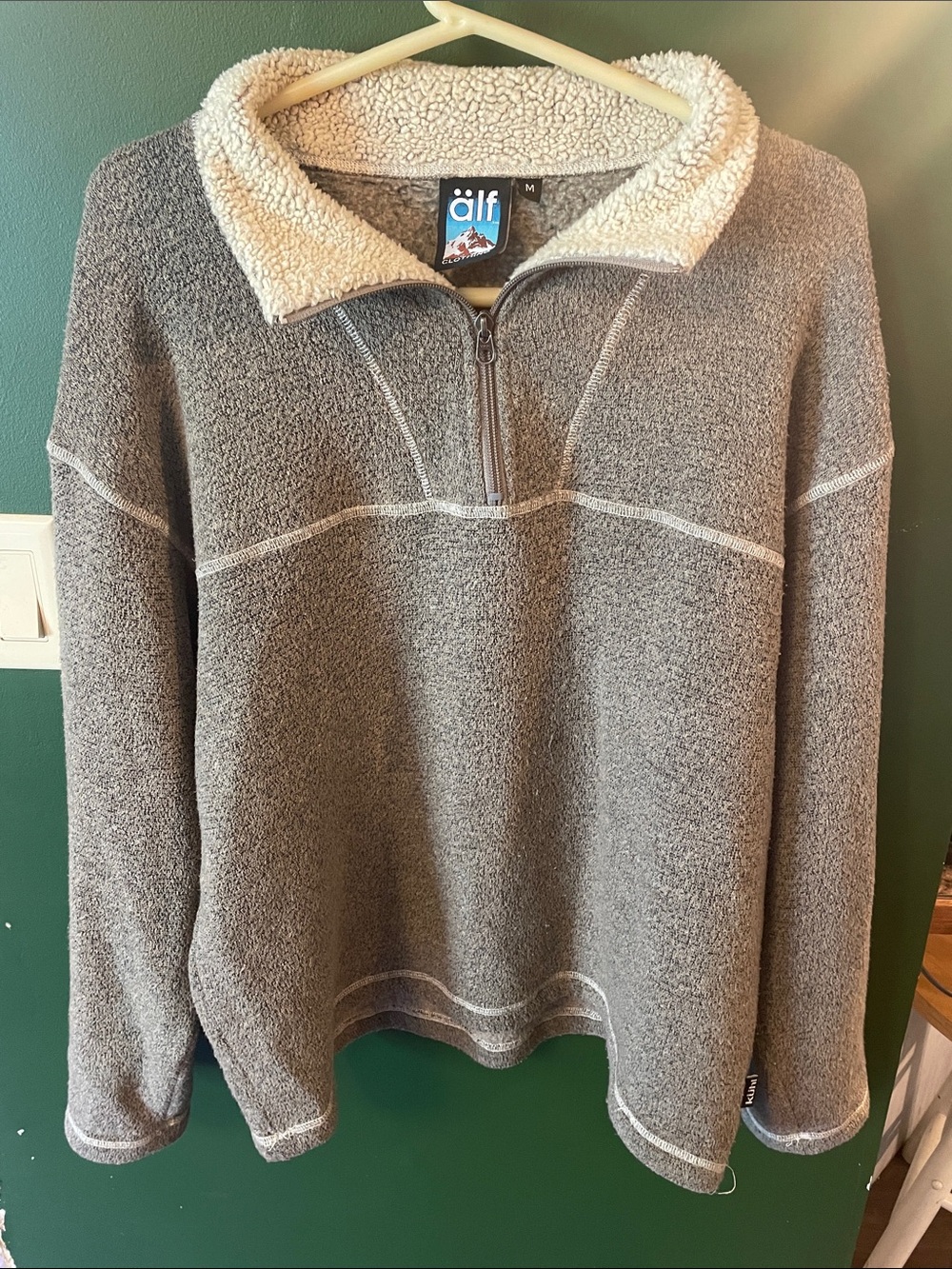 Vintage ALF KUHL Alfpaca Pullover 1/4 Zip Fleece unisex Size Med